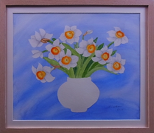 高木弘子　そよ風のほほえみ　水彩画　36×43cm