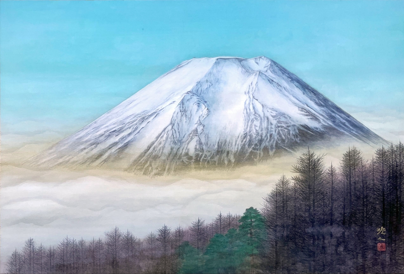 西村光人 富岳 71×49 軸 日本画