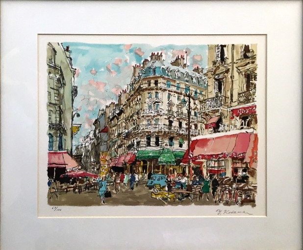 児玉幸雄 パリの市場  リトグラフ 32×41
